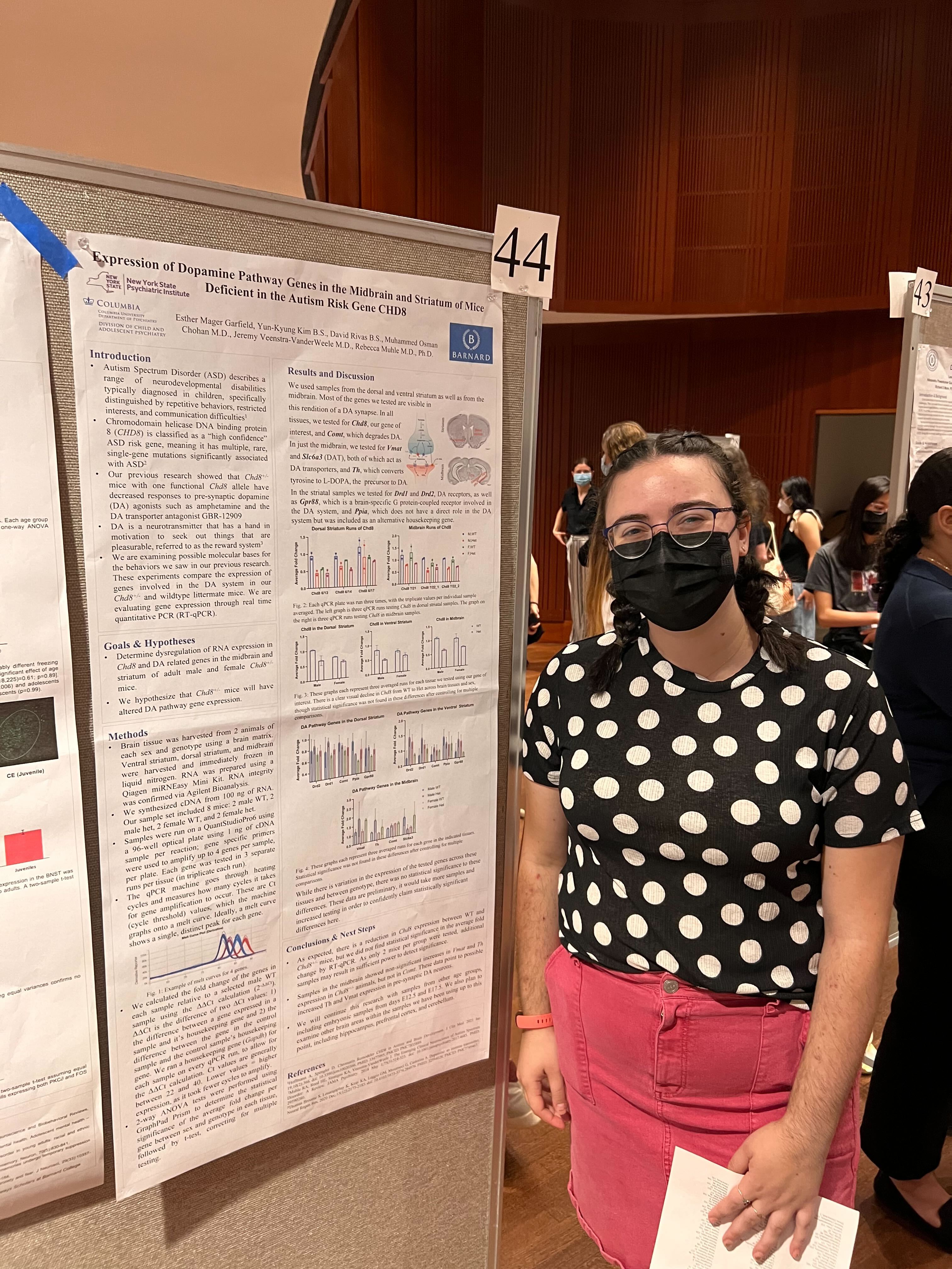 Esther Mager Garfield at Barnard
                                    College 2022 SRI poster session